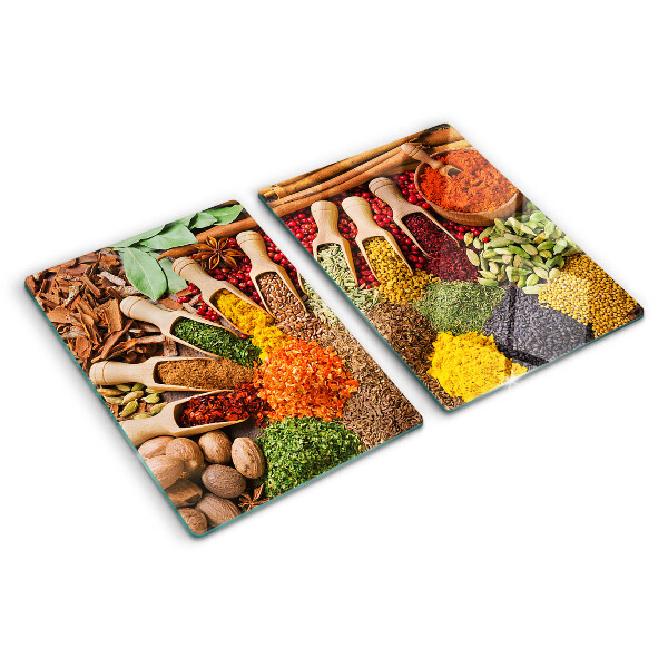 Tagliere in vetro temperato con motivi di spezie ed erbe