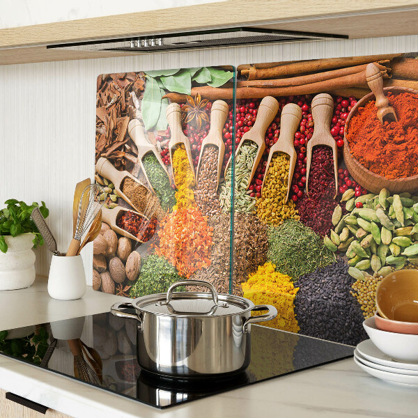 Tagliere in vetro temperato con motivi di spezie ed erbe