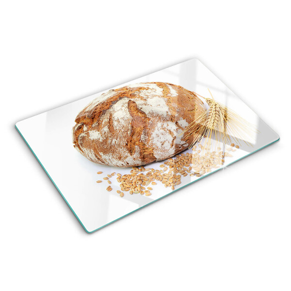 Tagliere in vetro temperato con motivo pane e cereali