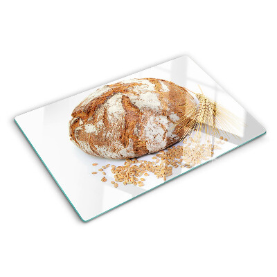 Tagliere in vetro temperato con motivo pane e cereali