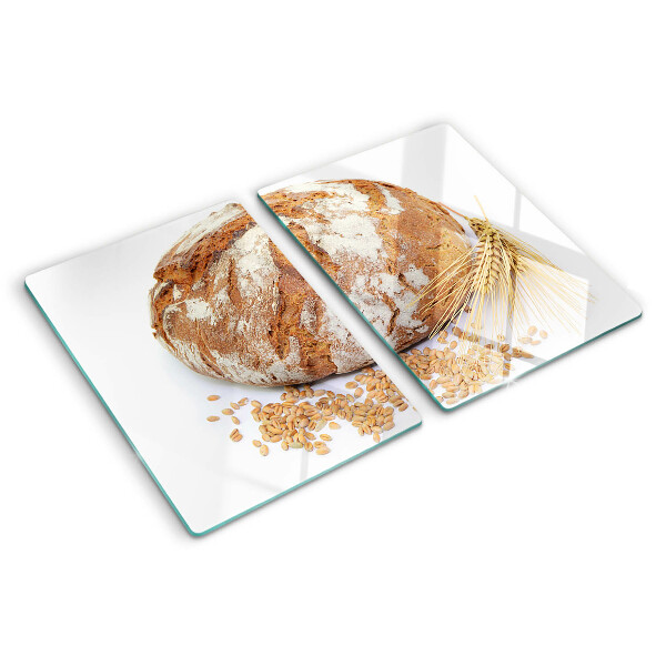 Tagliere in vetro temperato con motivo pane e cereali