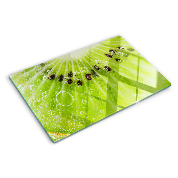 Tagliere in vetro Kiwi con gocce d'acqua