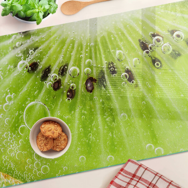 Tagliere in vetro Kiwi con gocce d'acqua