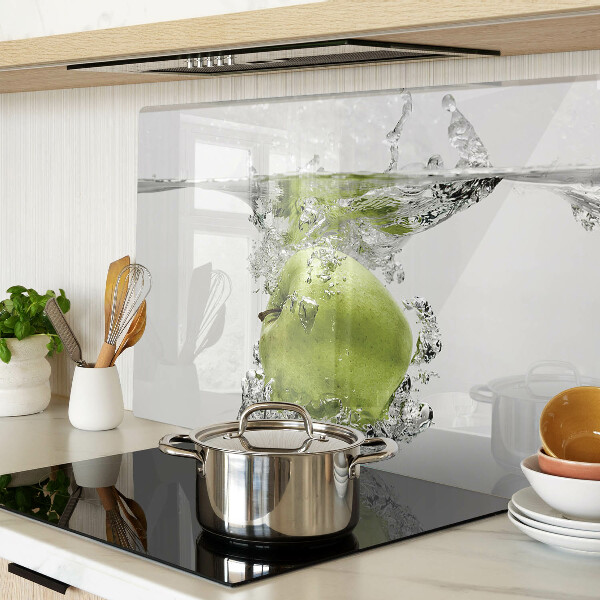 Tagliere in vetro temperato con stampa di una mela verde immersa in acqua