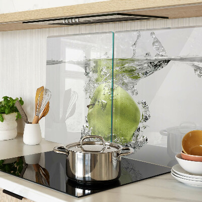 Tagliere in vetro temperato con stampa di una mela verde immersa in acqua