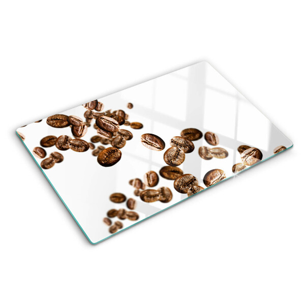 Tagliere in vetro con decorazione a chicchi di caffè