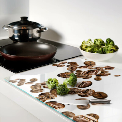 Tagliere in vetro con decorazione a chicchi di caffè