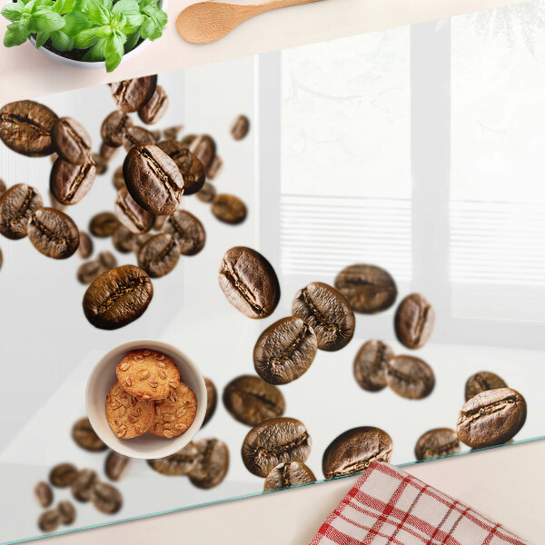 Tagliere in vetro con decorazione a chicchi di caffè