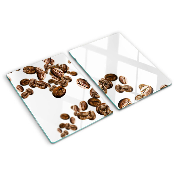 Tagliere in vetro con decorazione a chicchi di caffè