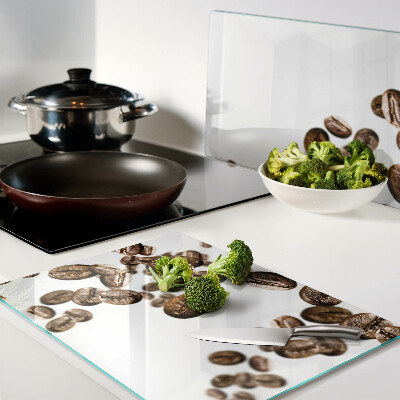 Tagliere in vetro con decorazione a chicchi di caffè