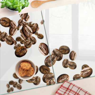 Tagliere in vetro con decorazione a chicchi di caffè
