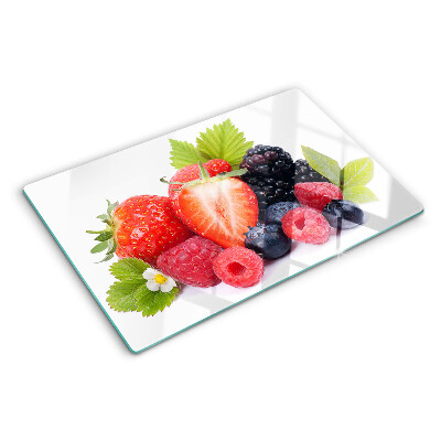 Tagliere in vetro temperato con stampa a tema frutti di bosco