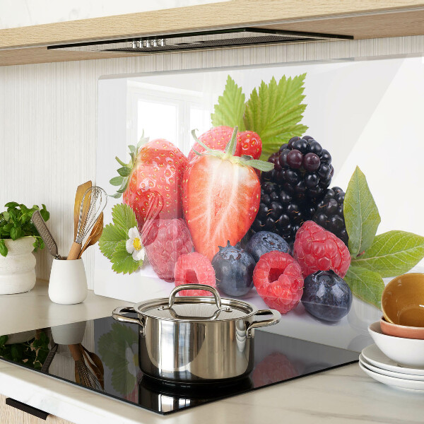 Tagliere in vetro temperato con stampa a tema frutti di bosco