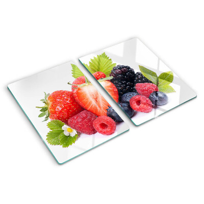 Tagliere in vetro temperato con stampa a tema frutti di bosco