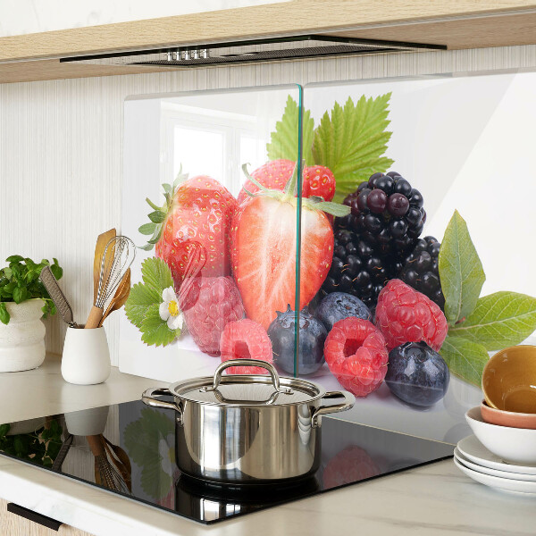Tagliere in vetro temperato con stampa a tema frutti di bosco