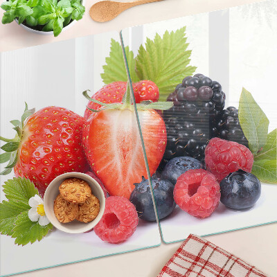 Tagliere in vetro temperato con stampa a tema frutti di bosco