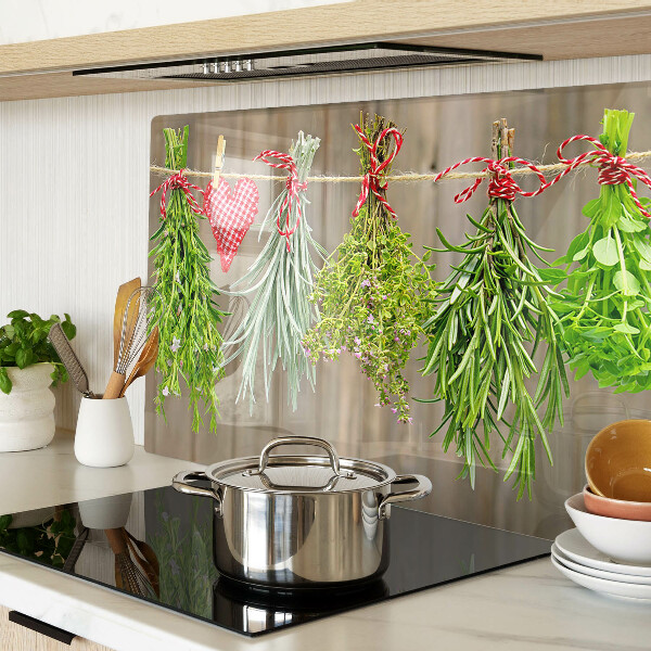 Tagliere in vetro temperato con motivo di erbe legate con spago