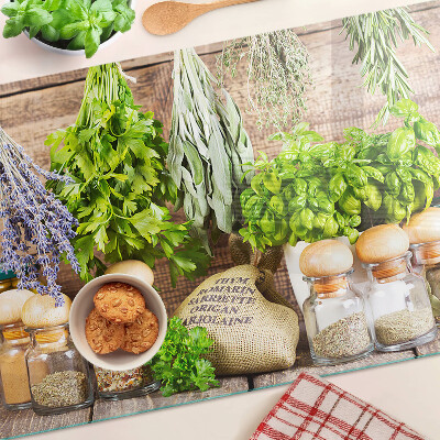 Tagliere in vetro temperato con motivo Erbe e spezie pensato per l'uso in cucina