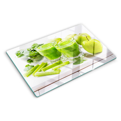 Tagliere in vetro Smoothie verde e ingredienti freschi