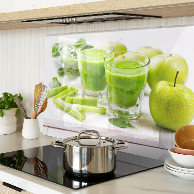 Tagliere in vetro con stampa Smoothie verde e ingredienti freschi