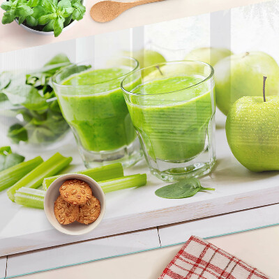 Tagliere in vetro Smoothie verde e ingredienti freschi
