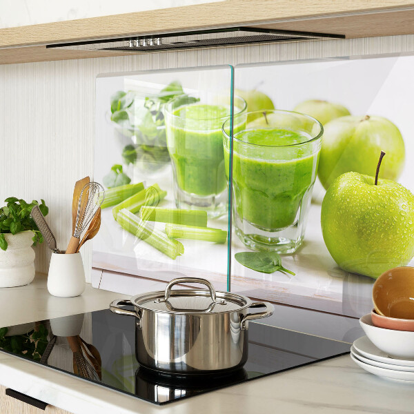 Tagliere in vetro Smoothie verde e ingredienti freschi