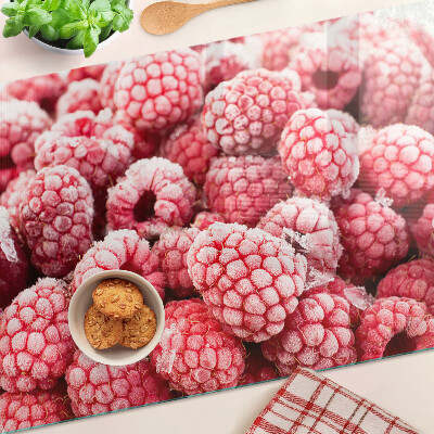 Tagliere in vetro temperato con stampa lamponi in motivo fresco