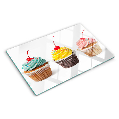 Tagliere in vetro temperato Cupcake con panna montata e ciliegia