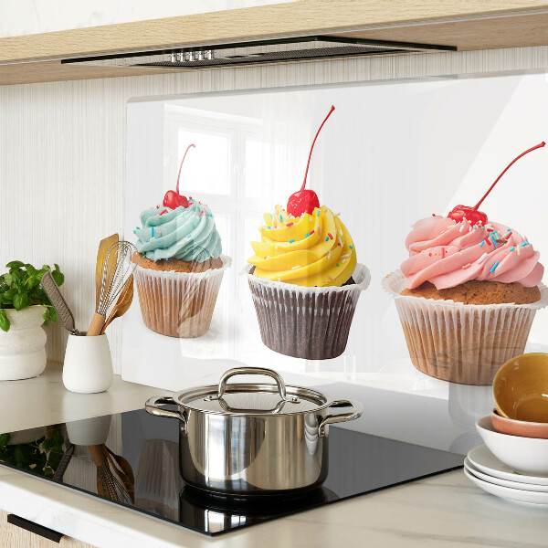 Tagliere in vetro temperato Cupcake con panna montata e ciliegia
