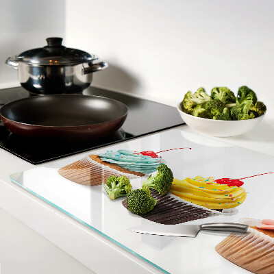 Tagliere in vetro temperato con stampa a motivo cupcake con panna montata e ciliegia