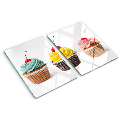 Tagliere in vetro temperato Cupcake con panna montata e ciliegia