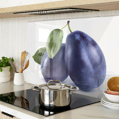 Tagliere in vetro con motivo di prugne e foglie