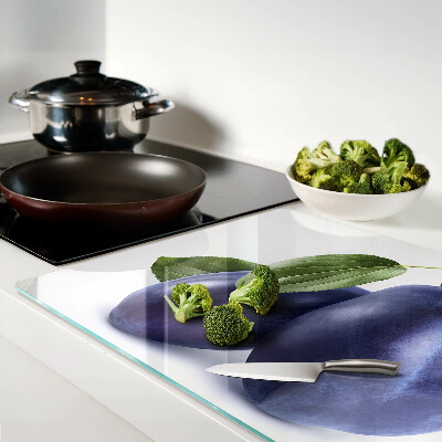 Tagliere in vetro con motivo di prugne e foglie