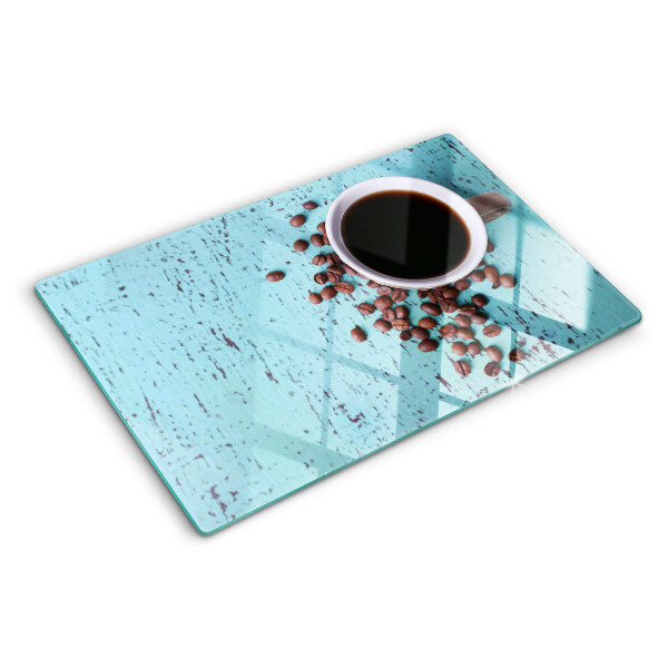 Tagliere in vetro temperato con motivo caffè e chicchi di caffè