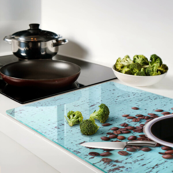 Tagliere in vetro temperato con motivo caffè e chicchi di caffè