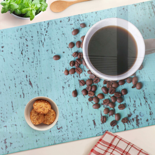 Tagliere in vetro temperato con motivo caffè e chicchi di caffè