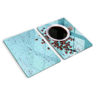 Tagliere in vetro temperato con motivo caffè e chicchi di caffè