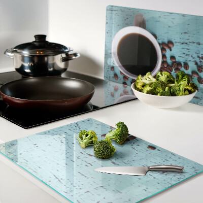 Tagliere in vetro temperato con motivo caffè e chicchi di caffè