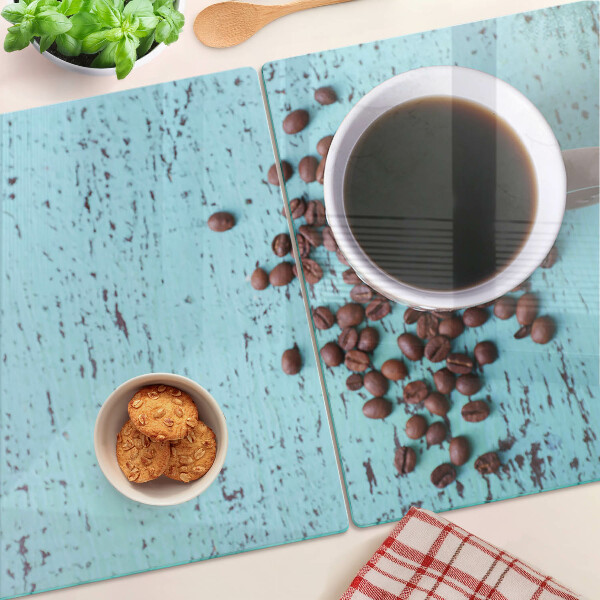 Tagliere in vetro temperato con motivo caffè e chicchi di caffè