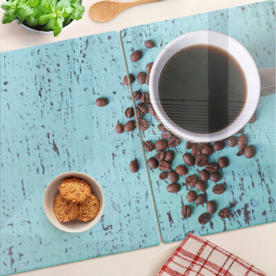 Tagliere in vetro temperato con motivo caffè e chicchi di caffè