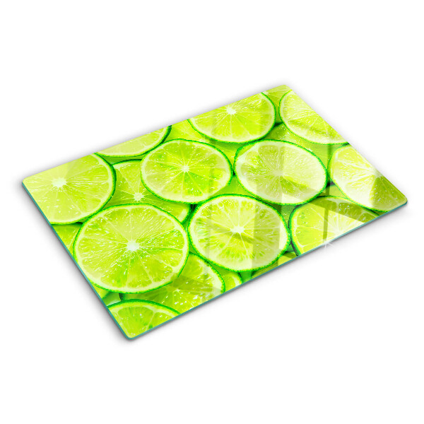 Tagliere in vetro temperato con decorazione a fette di lime