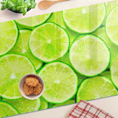 Tagliere in vetro temperato con decorazione a fette di lime