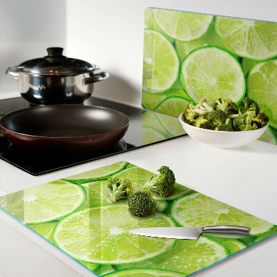 Tagliere in vetro temperato con decorazione a fette di lime