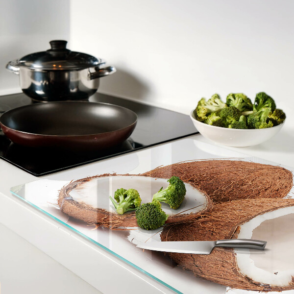 Tagliere in vetro temperato con motivo a noci di cocco