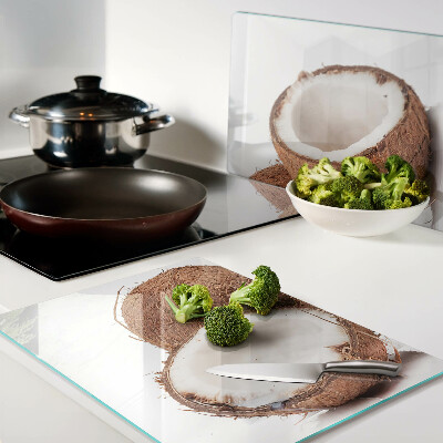 Tagliere in vetro temperato con motivo a noci di cocco