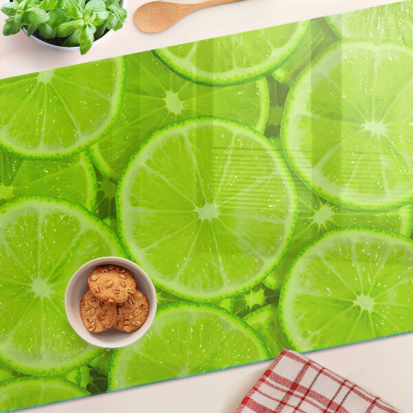 Tagliere in vetro con stampa di fette di lime