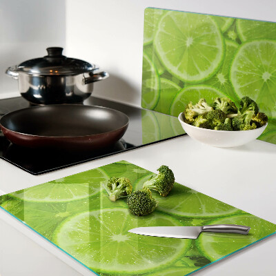 Tagliere in vetro con stampa di fette di lime