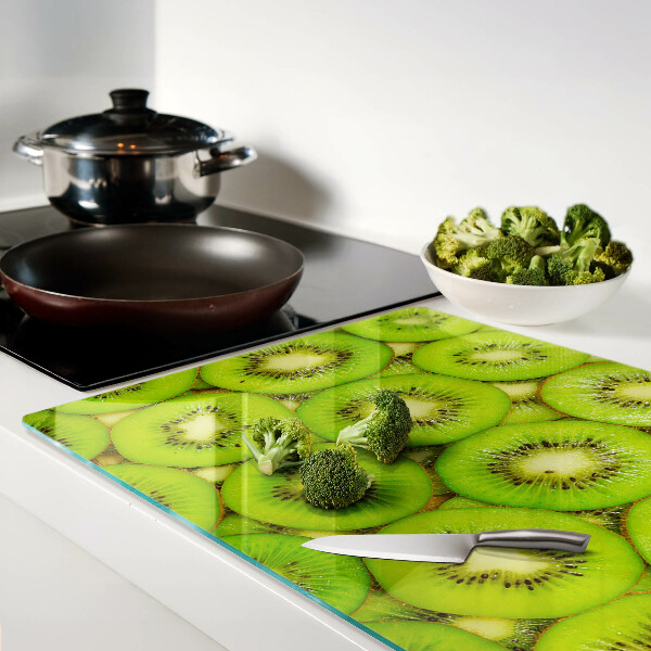 Tagliere in vetro temperato con motivo a fette di kiwi
