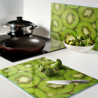 Tagliere in vetro temperato con motivo a fette di kiwi