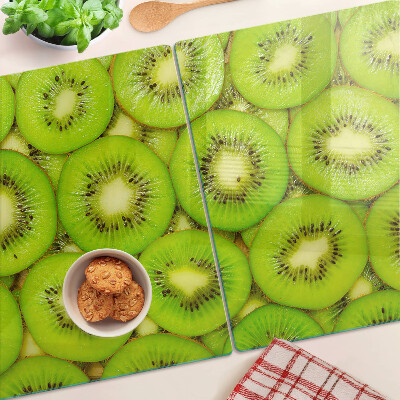 Tagliere in vetro temperato con motivo a fette di kiwi